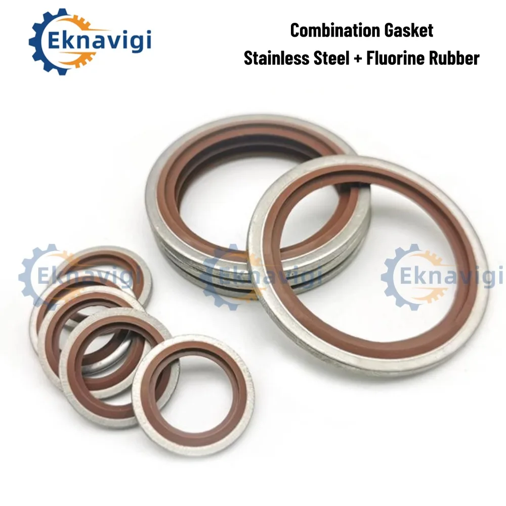 

304 Stainless Steel Fluorine Rubber Inch Combination Gasket BS/AG Self-fixed Core Hydraulic Joint Seal Ring