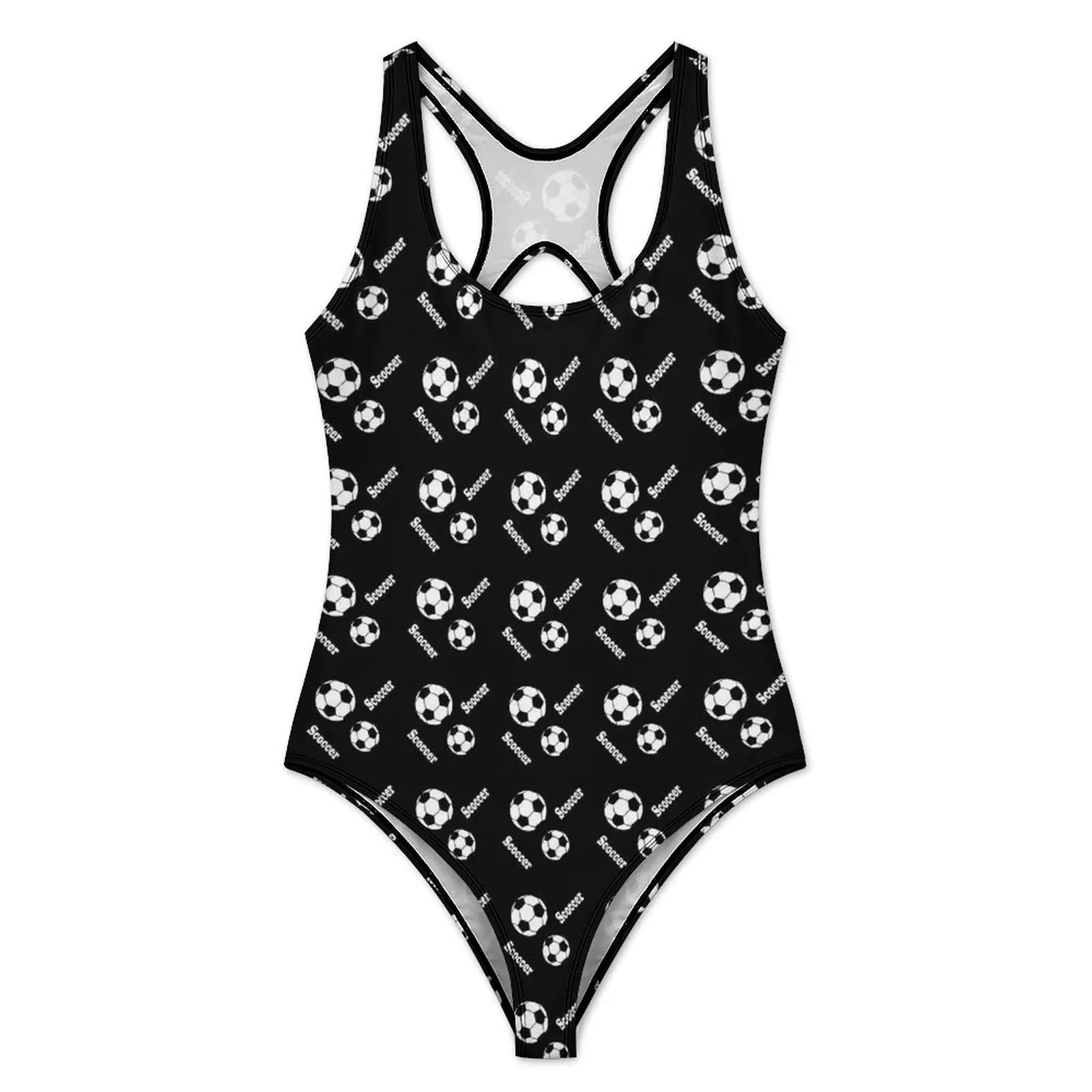 Ball Design Swimsuit Sexy Black and White Soccer One-Piece Swimwear Push Up Swimsuits Aesthetic Surfing Beachwear