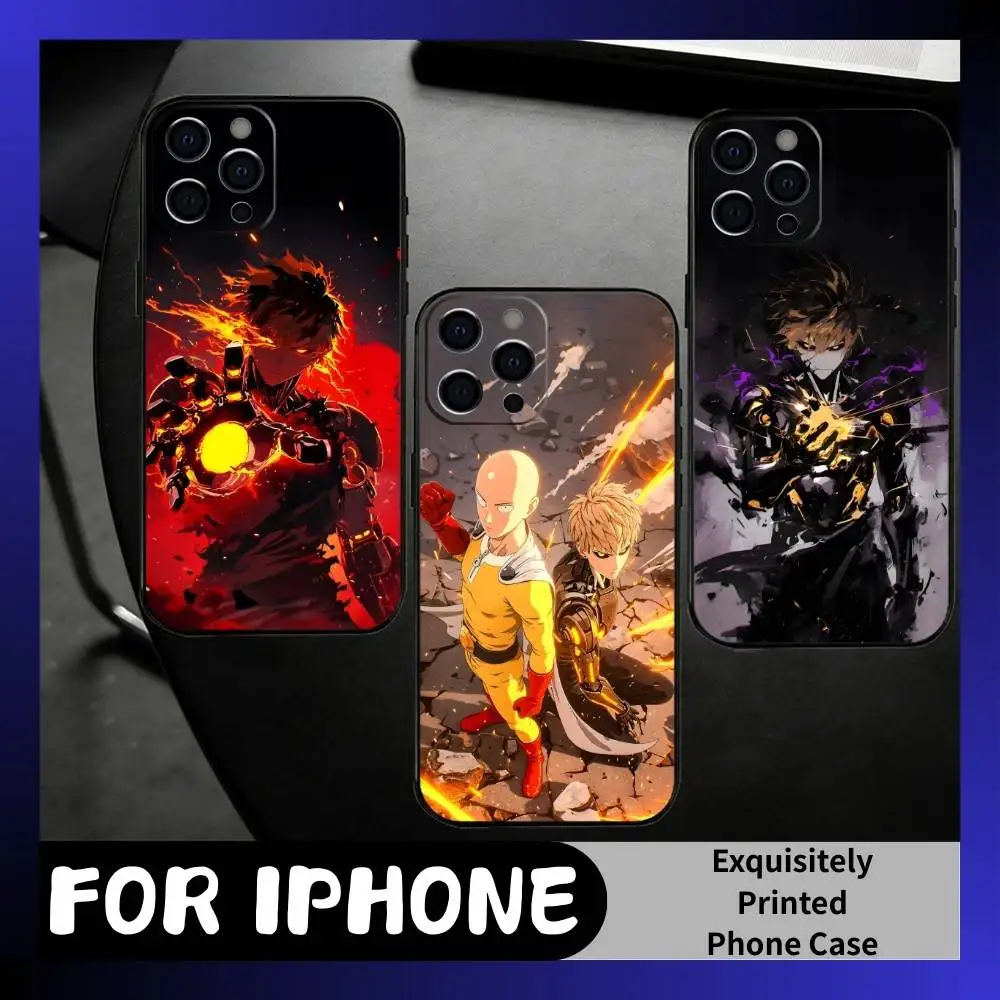 

One P-Punch Anime G-Genos Phone Case For iPhone17,16,15,14,13,12 Plus,Max Soft Silicone Black Cover