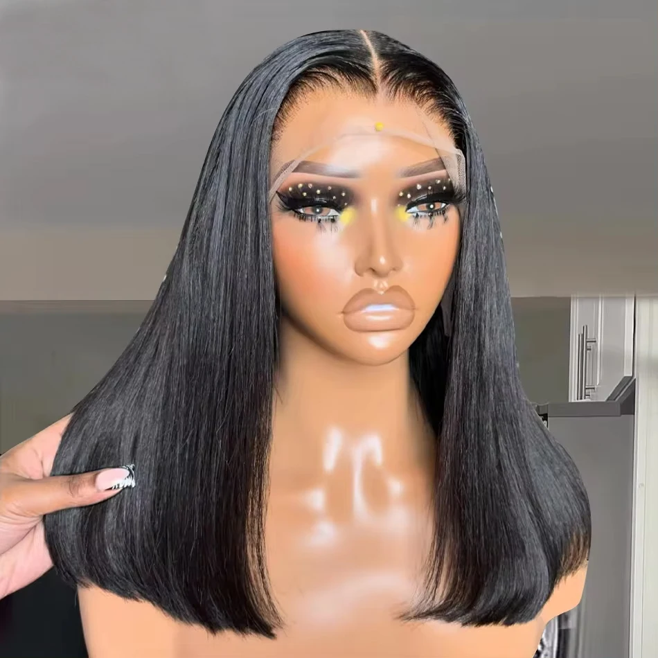 Short Straight Bob 13x4 hd Lace Frontal Wigs 230% Density Brazilian 100% Human Hair Transparent 4x4 Lace Front Wig 12 14 16 Inch