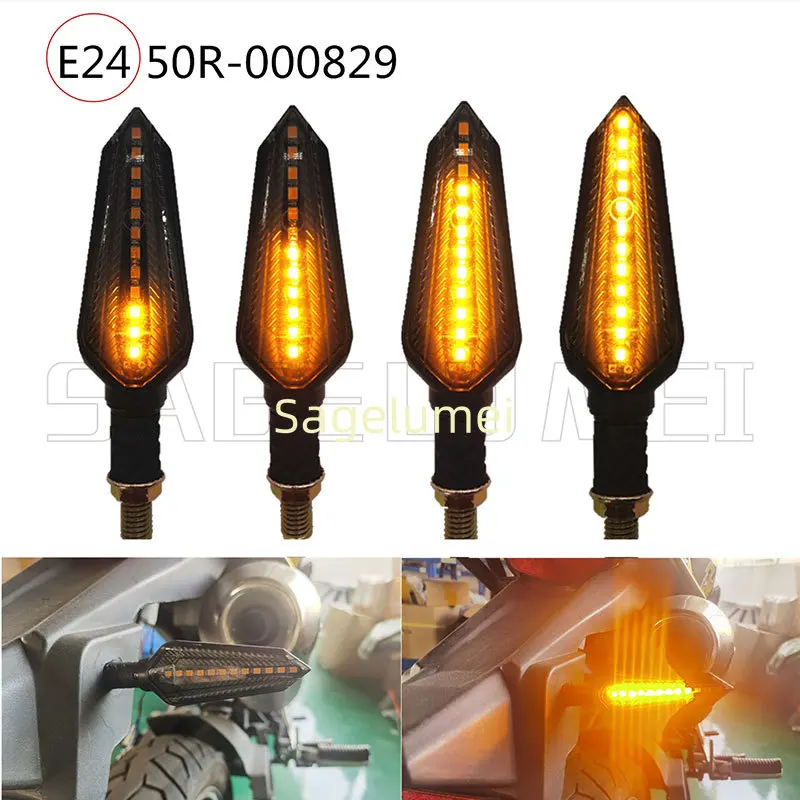 E24 Motorcycle Turn Signals Flowing Turn Signal Light 5LEDs/12LEDs Turn Signal Indicator Amber Light Blinker 12V LED Modules