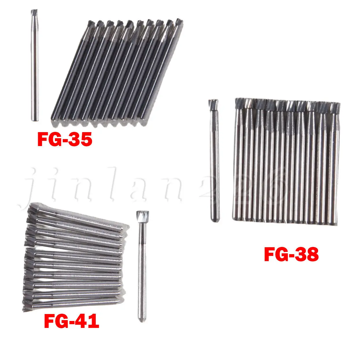 10PCS Dental Carbide Burs Inverted Cone For High Speed Handpiece FG 35 38 41