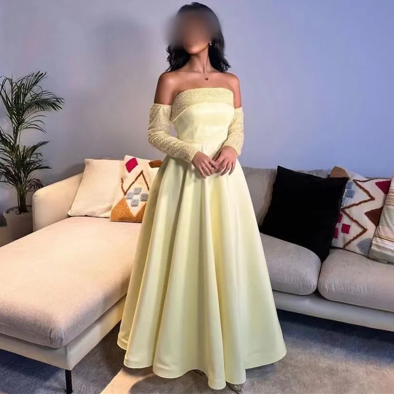 Customized Prom Dresses Strapless Sequins Detachable Long Sleeves Formal Occasion Women Wear A Line Evening Party Gowns