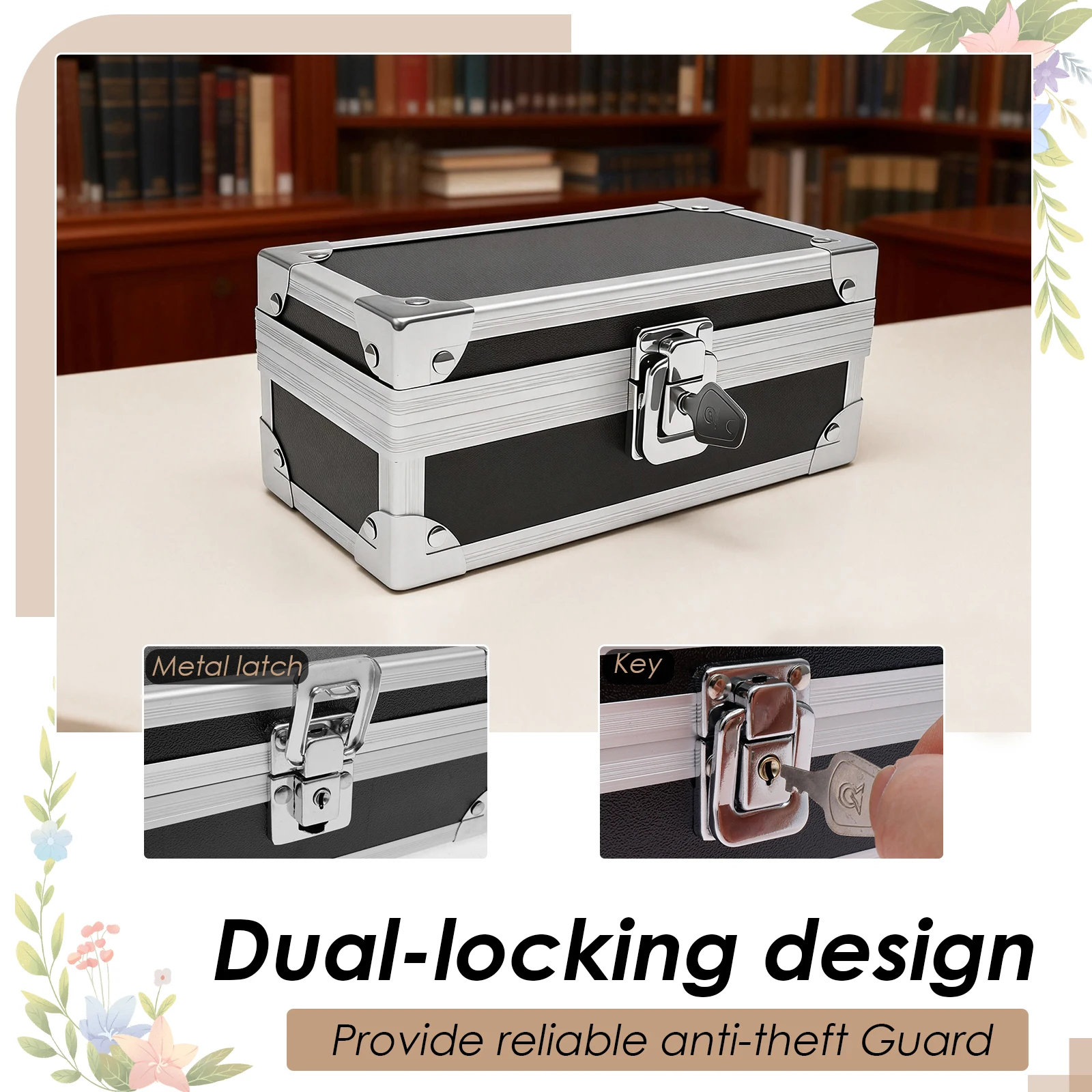 Lockable Cash Box with Key Aluminium Alloy Money Coins Bank Cards Jewelry Storage Box Portable Hidd Mini Safe Locker
