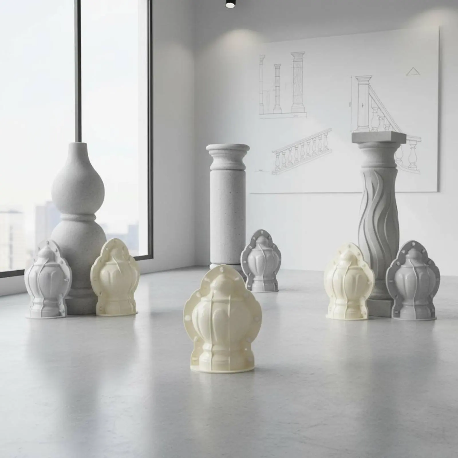 

Roman Column Balustrade Form Easy to Use Roman Column Concrete Form Cement Baluster Casting Form Long-Lasting Fence Post Pillar