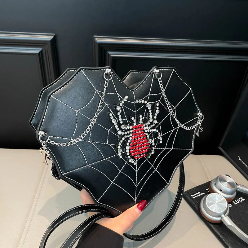 

2026 New Niche Special-shaped Bag Sweet Girl Cool Spicy Style Love Messenger Bag Personalized Dark Spider Web Shoulder Bag
