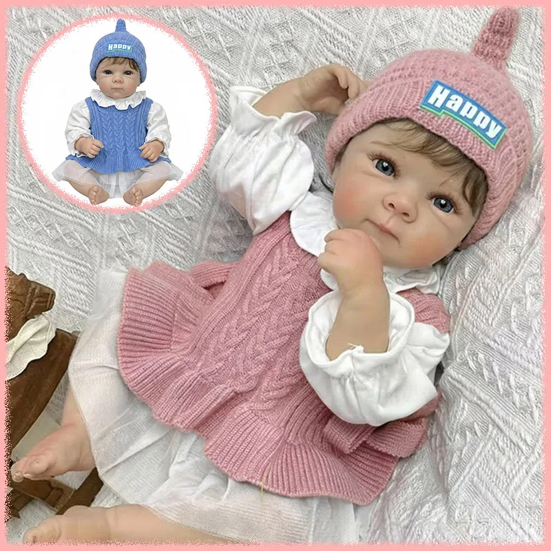 

Lifelike Reborn Doll Bettie Full Vinyl Body 19Inch Multiple Layers Painting 3D Skin With Visible Veins Hand-Rooted Hair