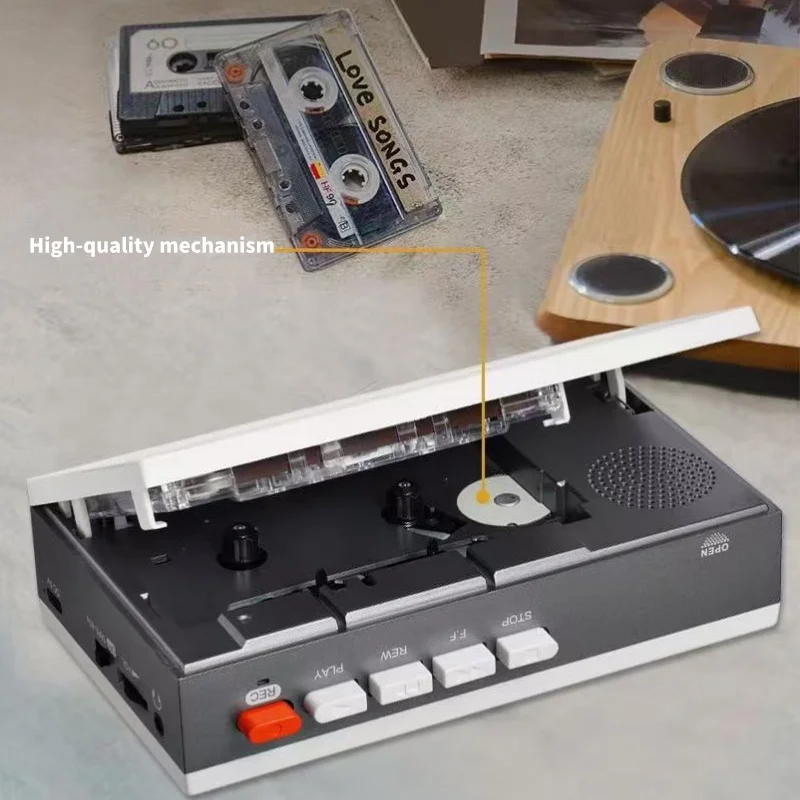 

Ретро-кассетный плеер в стиле стерео-вокмера с Bluetooth-динамиком, функцией записи и разъемом для наушников 3,5 мм