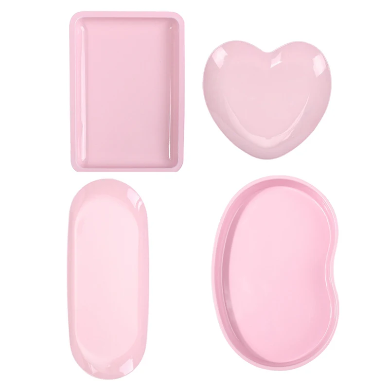 Pink Stainless Steel Nail Tool Rhinestone Storage Display Cosmetic Jewelry Tray Plate Doctor Surgical Desktop Storage