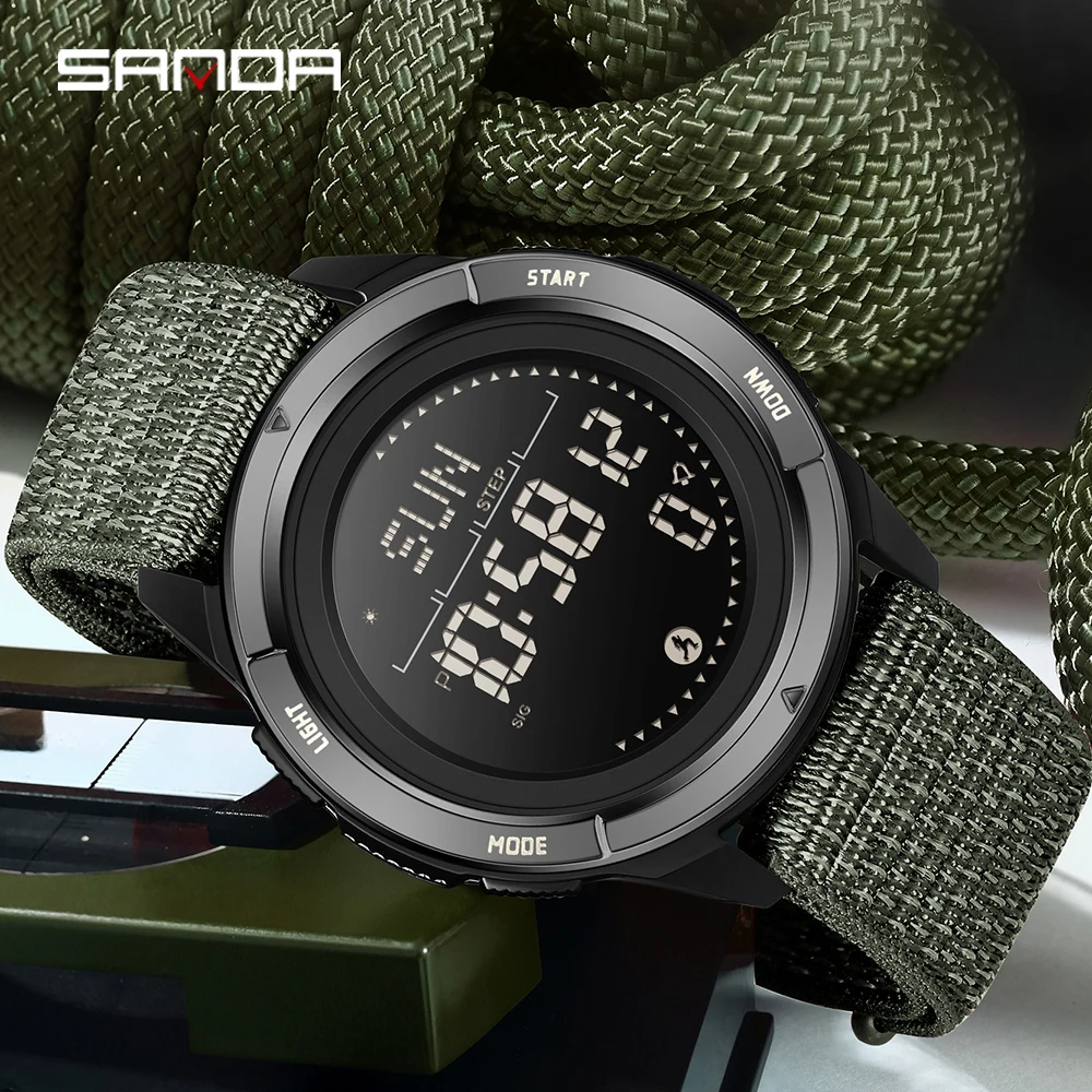 SANDA New Hot Men\'s Electronic Lntelligence Watch Sport Waterproof Night Light Calendar Calories Timer Multifunctional Men Watch