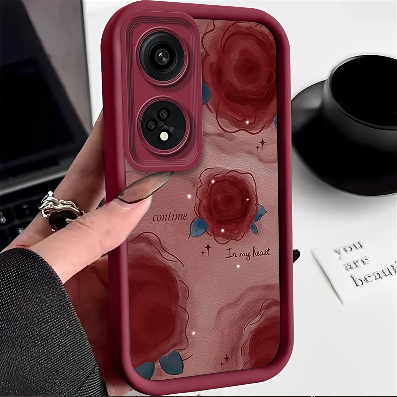 Luxury Rose Flower Silicone Phone Case On For Oppo Reno8T Reno 8T 4G 5G Reno8 T Camera Protetive Back Cover