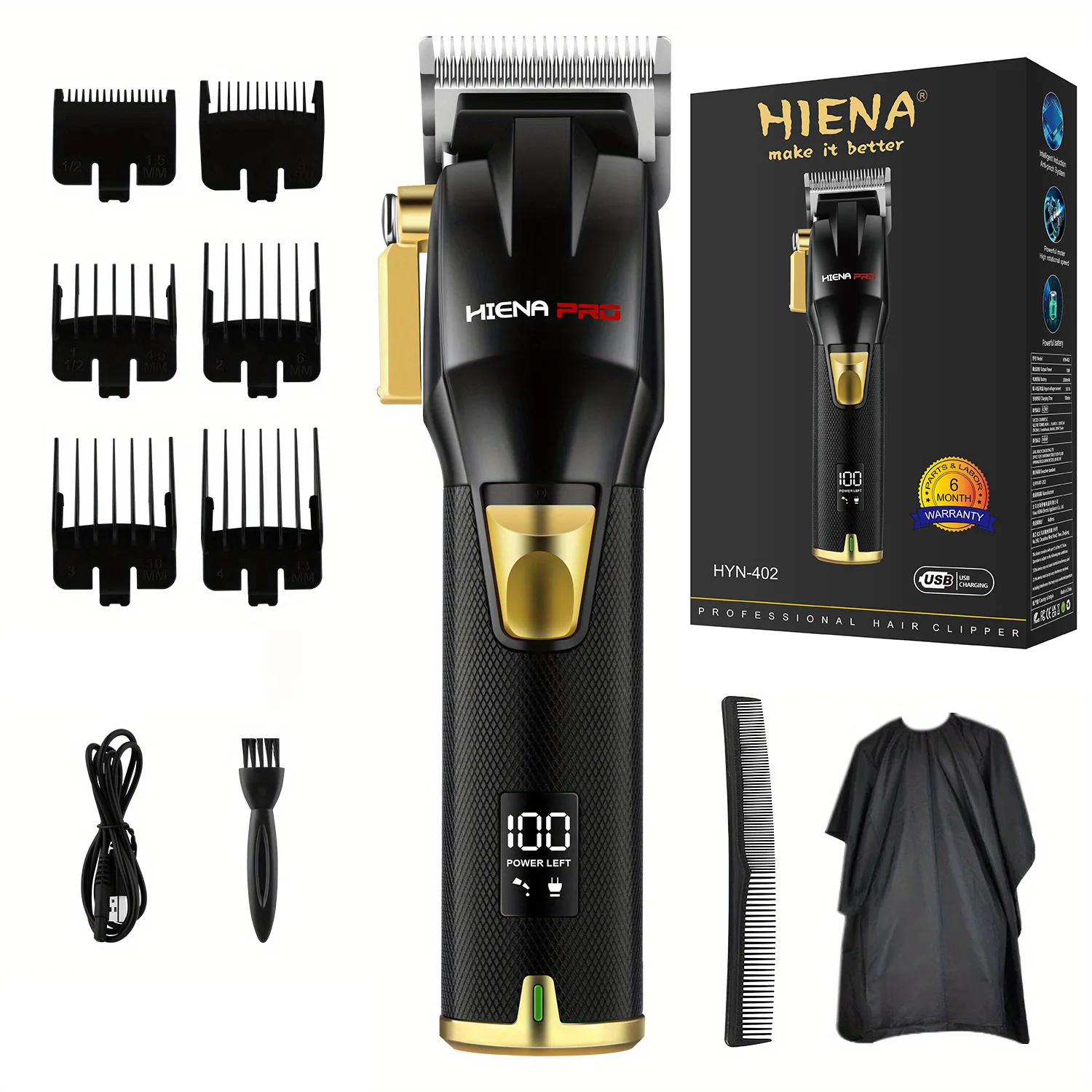 

Электрический триммер для волос, беспроводная профессиональная перезаряжаемая золотистая лучшая парикмахерская машинка для стрижки волос для мужчин