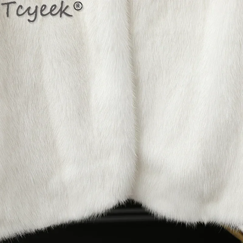 Tcyeek Real Mink Fur whole Coat Winter Women Clothes Stand Collar Women's Fur Jackets Short Style Real Fur Coats Fourrure Femme