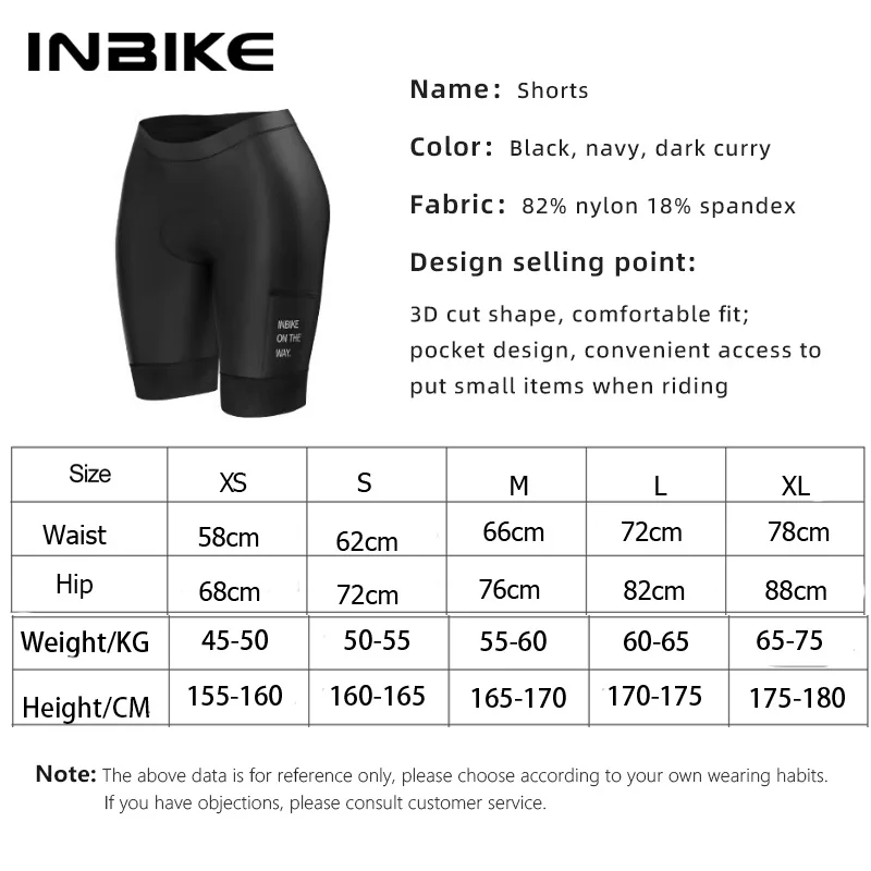 INBIKE Women\'s Bicycle Shorts Padded 3D Cycling Short Pants for Riding Road Biking Shorts Tights with Side Pockets Bike Clothing