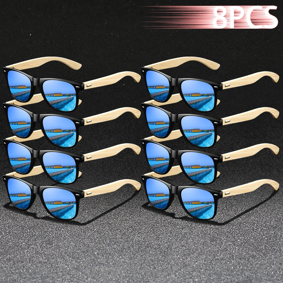 

8PCS Fashion Classic Square UV400 Sunglasses Men Women Driving Fishing Colorful Trendy Lightweight Outdoor Goggles