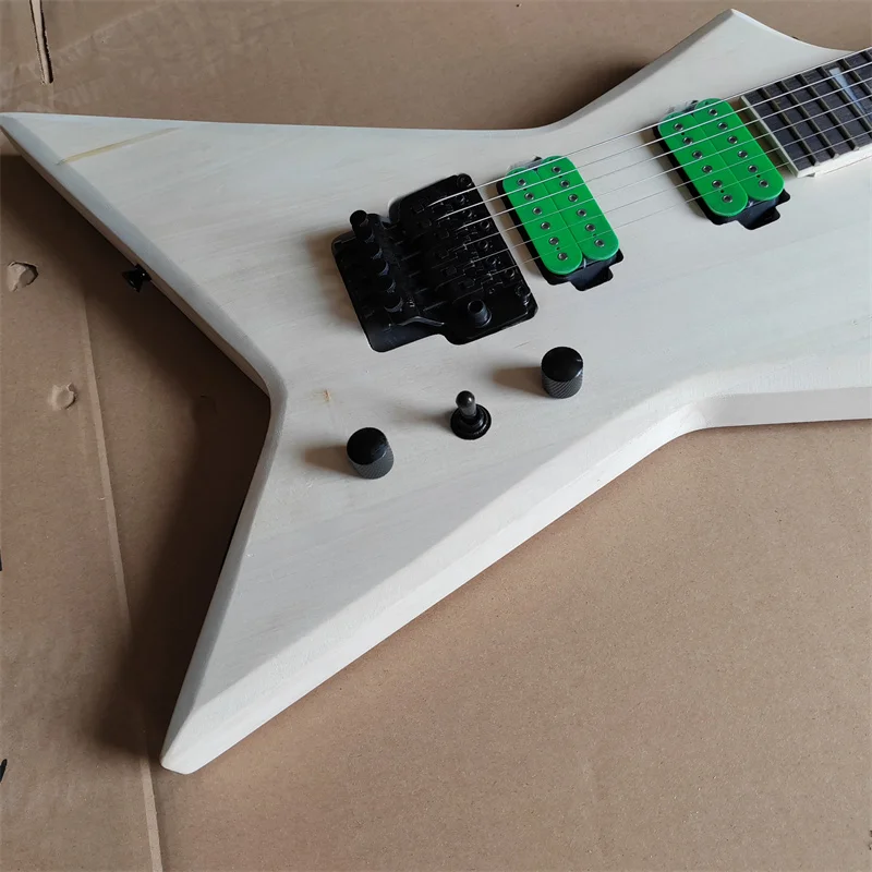 Special-Shaped Electric Guitar without Paint, 2-Way Vibrato Bridge, Sample Stock, just one Piece