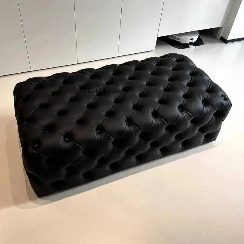 Sofa aus Leder, modern, ästhetisch, dekorativer Schuhhocker, multifunktionaler Luxus-Hocker, Hocker für Wohnzimmermöbel