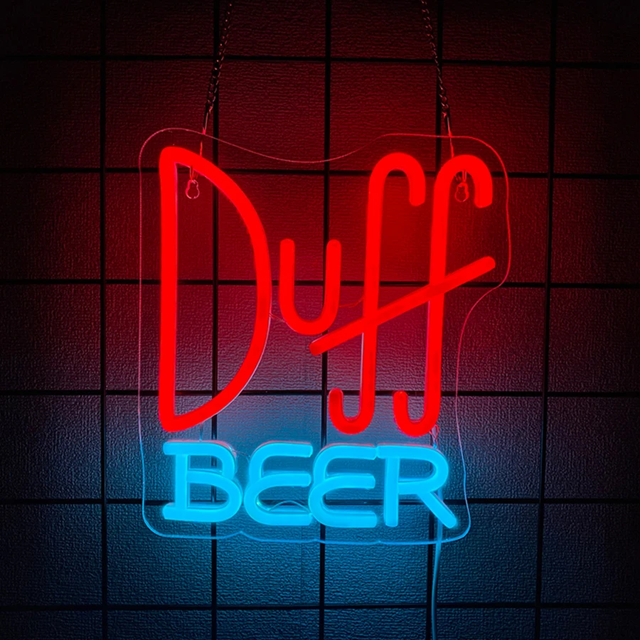 Duff Beer Neon Sign For Wall Decor,Led Neon Light For Bar,Club,Cafe,Restaurant,Bedroom,Party, Man Cave Gift For Fans,USB Powered