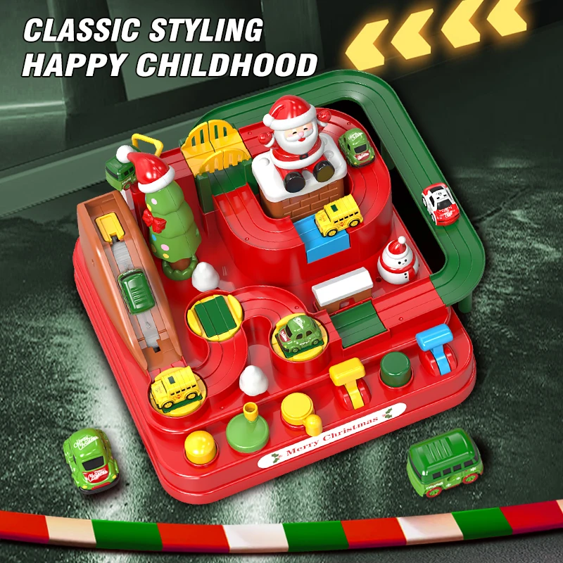 Kinderen Kerst Avontuur Racebaan Speelgoed Racing Rail Car Model Game Brain Mechanische Trein Kinderen Educatief Interactief Speelgoed