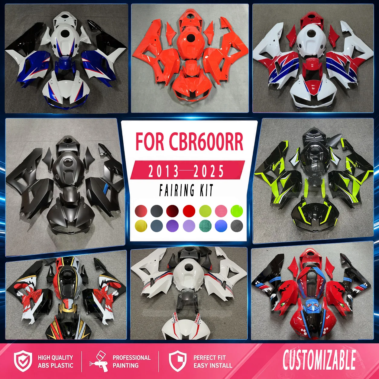For HONDA CBR600RR 2013-2025 Motorcycle Aftermarket ABS Injection Fairings 13-25 CBR 600 RR Fairing Body Plastic Cover Kit