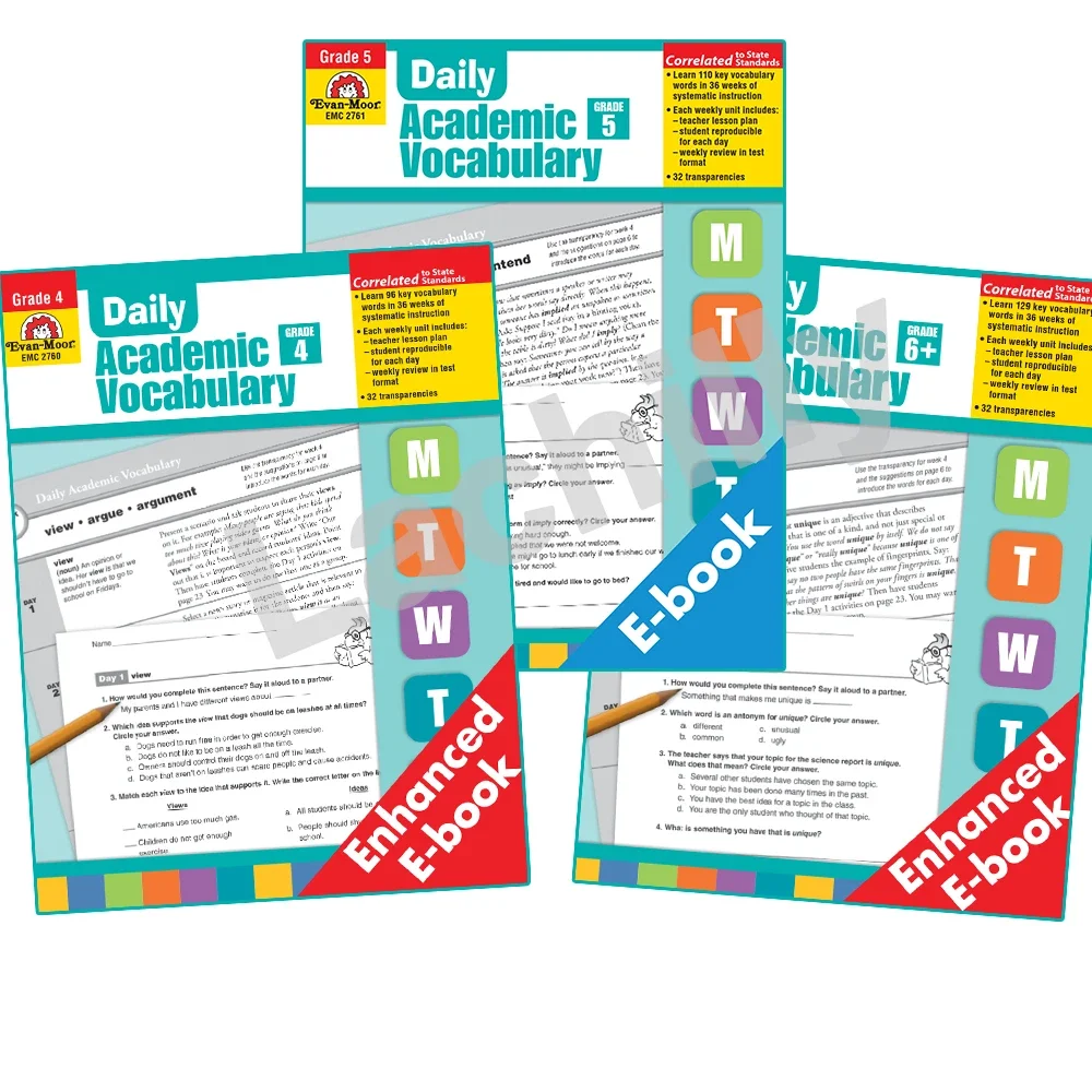 3 books/set Children Academic Vocabulary Grade 4-6 English teaching guidance kid Worksheet learning English practice