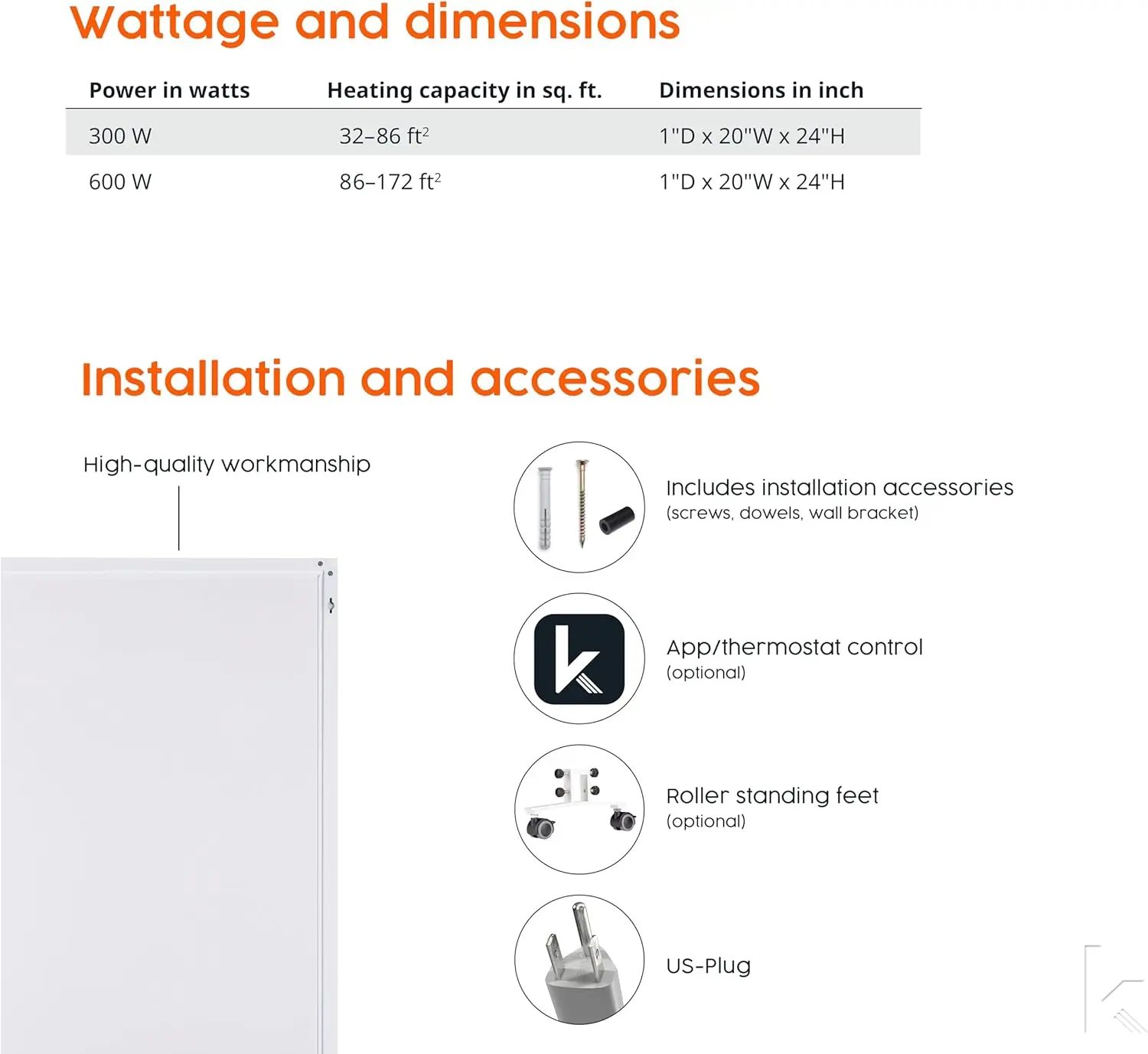سخان مساحة بالأشعة تحت الحمراء - مناسب للغرف الأصغرى، تسخين كهربائي قوي وفعال للطاقة يُثبت على الحائط بسرعة #6