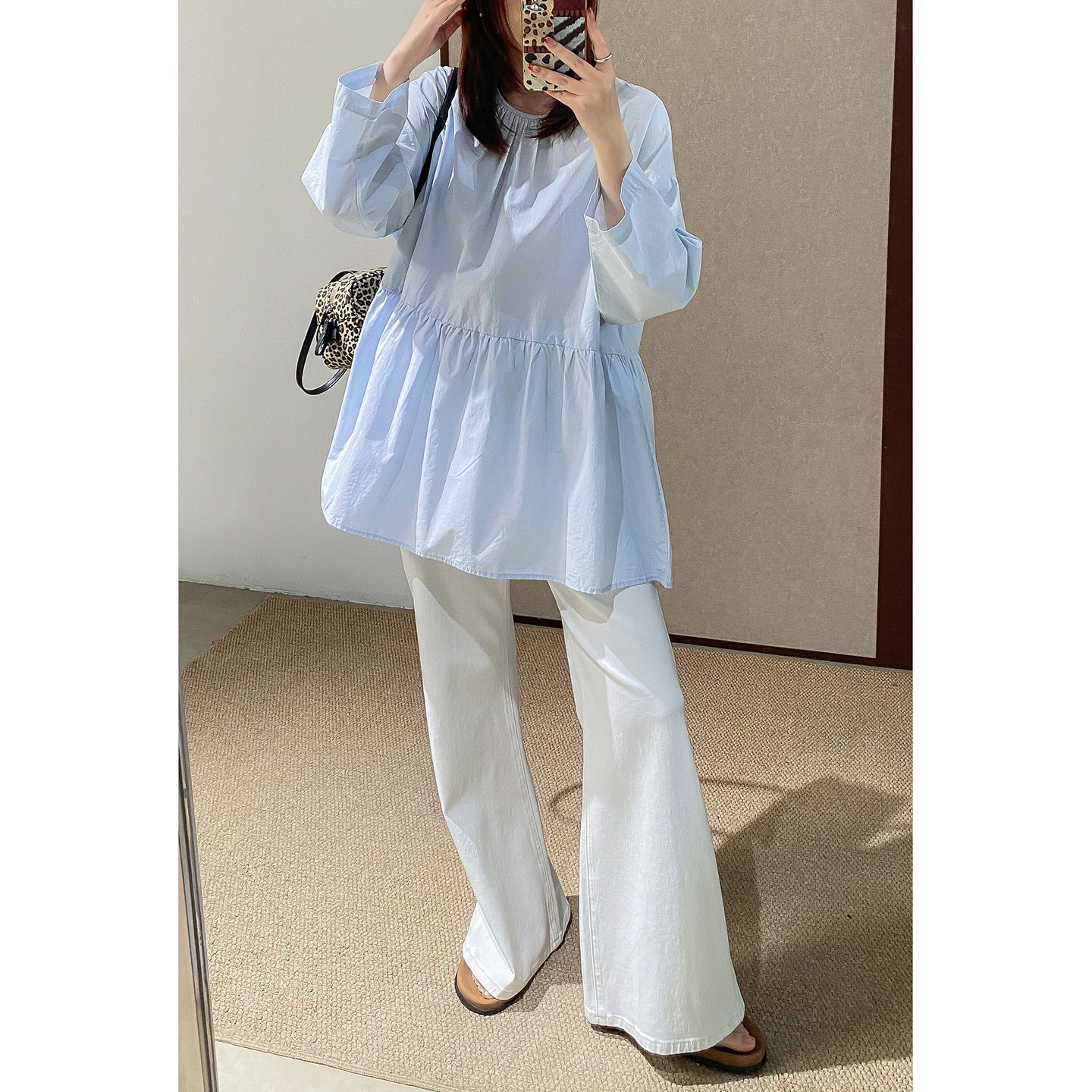 

Женская хлопковая повседневная свободная блузка/рубашка с высокой талией и вырезами, в стиле Phil Dan Artistic Anti-Aging Doll, длина 7/8