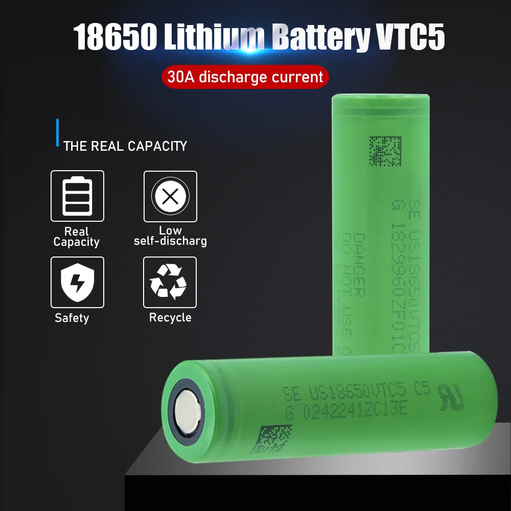 100% Original 3.7V2500mAh Volt Rechargeable US18650  VTC5 18650 Battery Replacement 3.7V 18650 Batteries