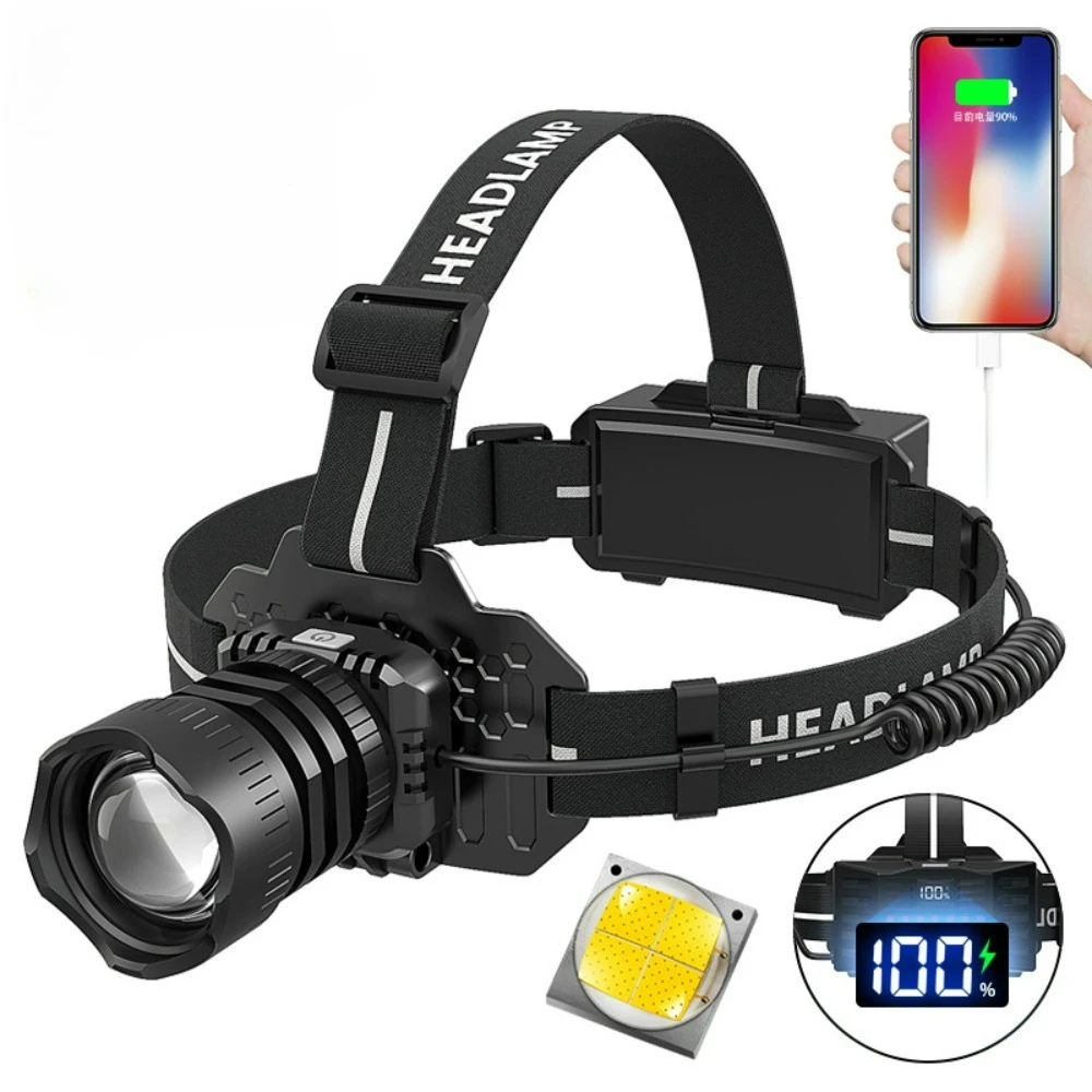 

P50 Digital Display Headlamp - Long-Range Motion Sensor Type-C Charging & Output Zoomable Super Bright for Outdoor Activities
