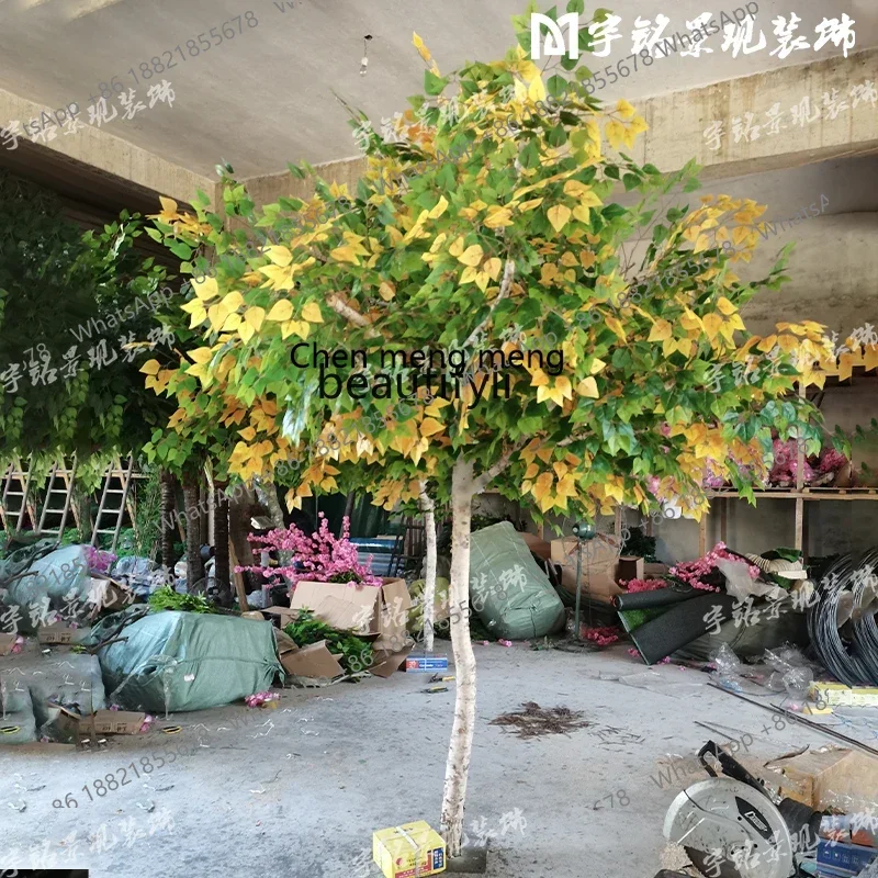 Simulated real trunk ginkgo tree outdoor fiberglass white leaf tree large bionic customized fake tree