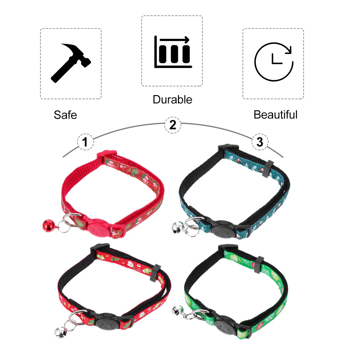 

Minkissy Christmas Pet Collar for Dog Cat Adjustable Necklace with Bell 4pcs Stylish Accessory