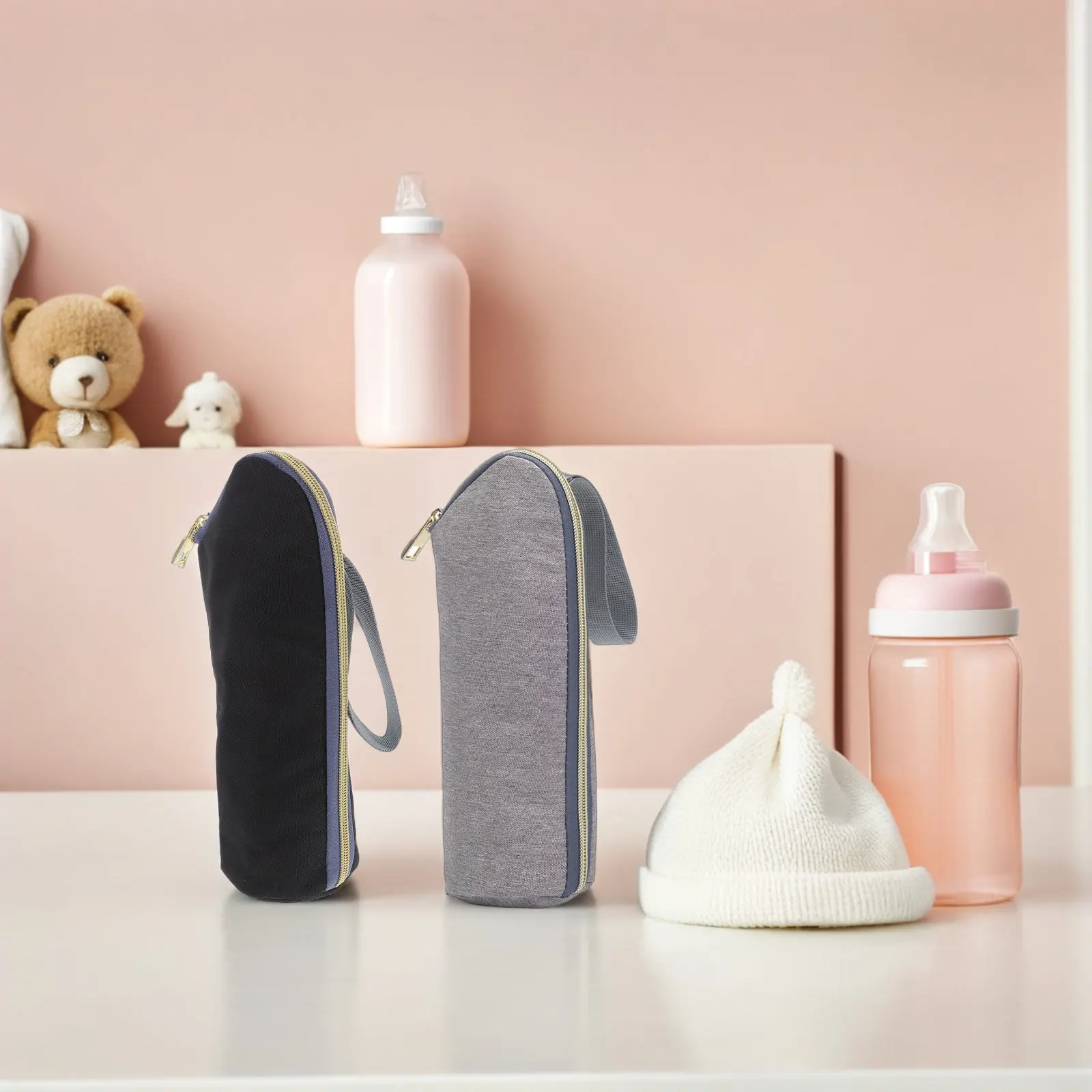 2Pcs Baby Bottle Insulation Sleeve Thermal Milk Bottle Cooler Bag for Nursing Mom Travel Stroller Strap Breastmilk Storage