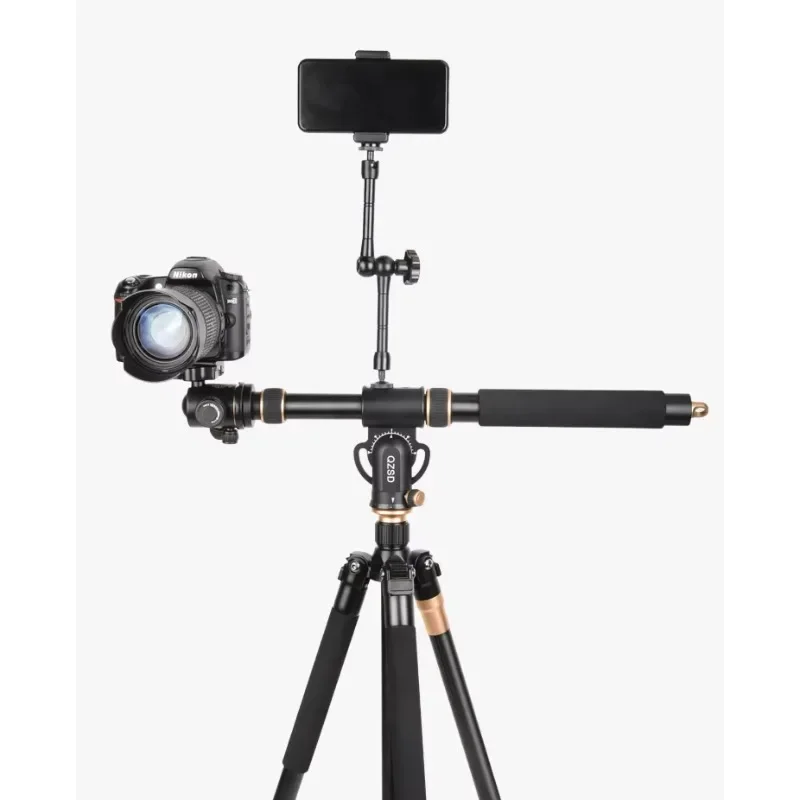 Aluminum Center Pole Extendable 48-106cm Three Sections Horizontal bar 1/4&3/8 Camera Mount Adapter for Tripod Monopod