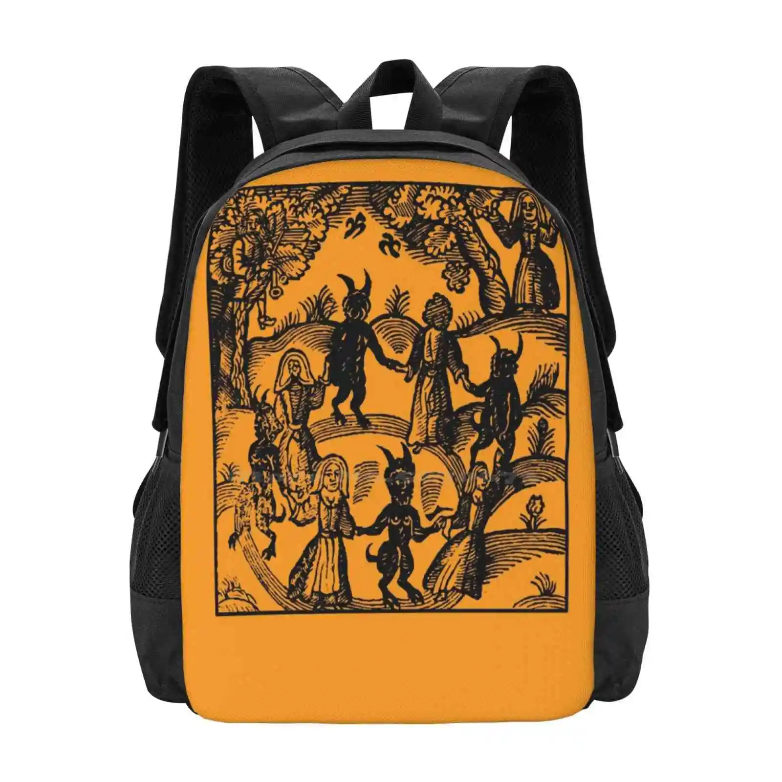 Dance With The Devil Pattern Design Bagpack School Bags Goat Vintage Bohemian Magical Funny Thanksgiving Pagan Wiccan Spiritual