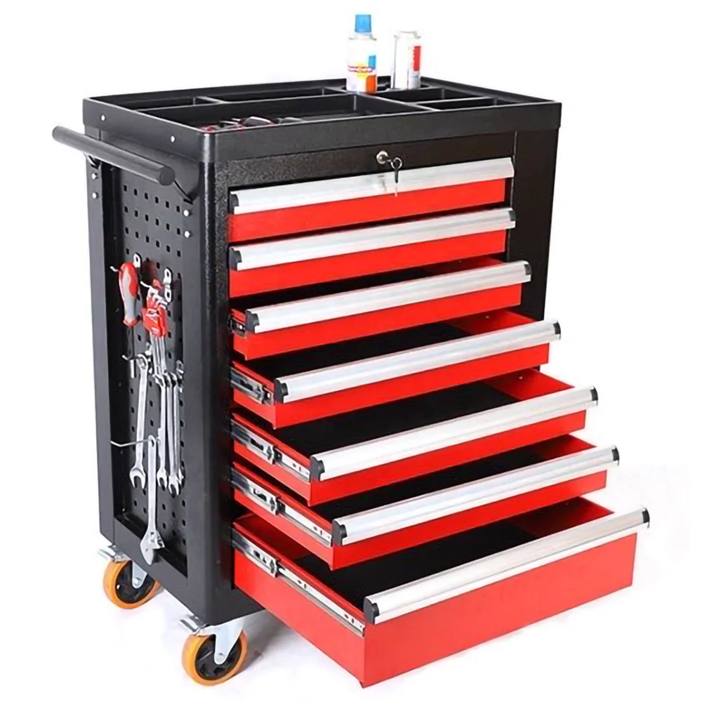 

2024 Mechanic Professional Cabinet Cart With 7 Drawers Steel Tool Trolley For Automobile Repair Workshop