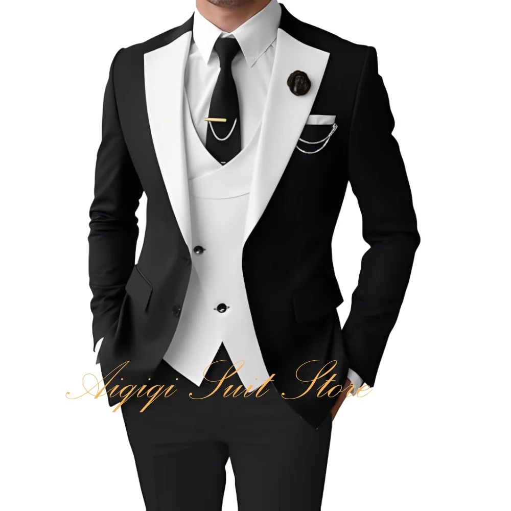

Formal 3 Piece Men Wedding Tuxedo Suit Set Regular Men's Suit Slim Fit Blazer Vest Pants Prom Suits Set