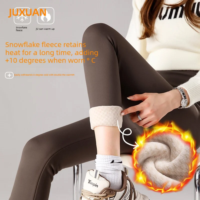 Women's Snow Fleece Thickened Leggings High Waist Tummy Control Slim Fit Thermal Tights Winter Casual Pants Female clothing