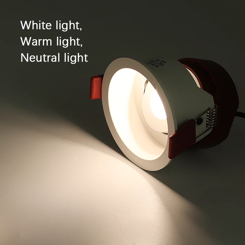 LED Downlight Anti-Glare Dimmable Celling Light Spotlight Aluminum 7W 12W Focus Lamp Warm White 3000K for Indoor Lighting