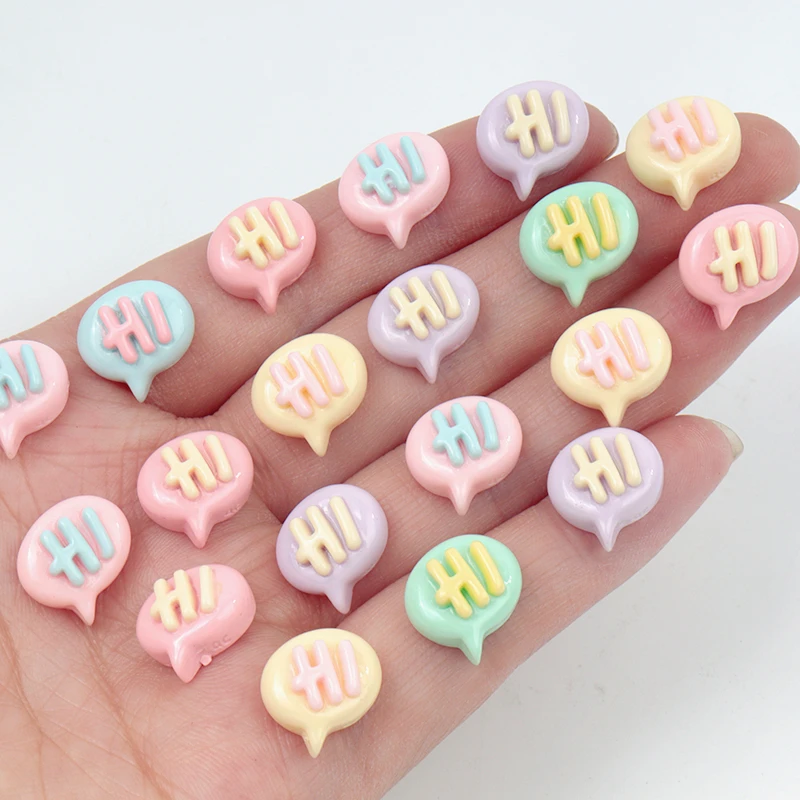 30Pcs/300pcs Mini Resin Cartoon Word Plate Hi Flat Scrapbooking DIY Jewelry Craft Decoration Child Hairpin Materials Accessories