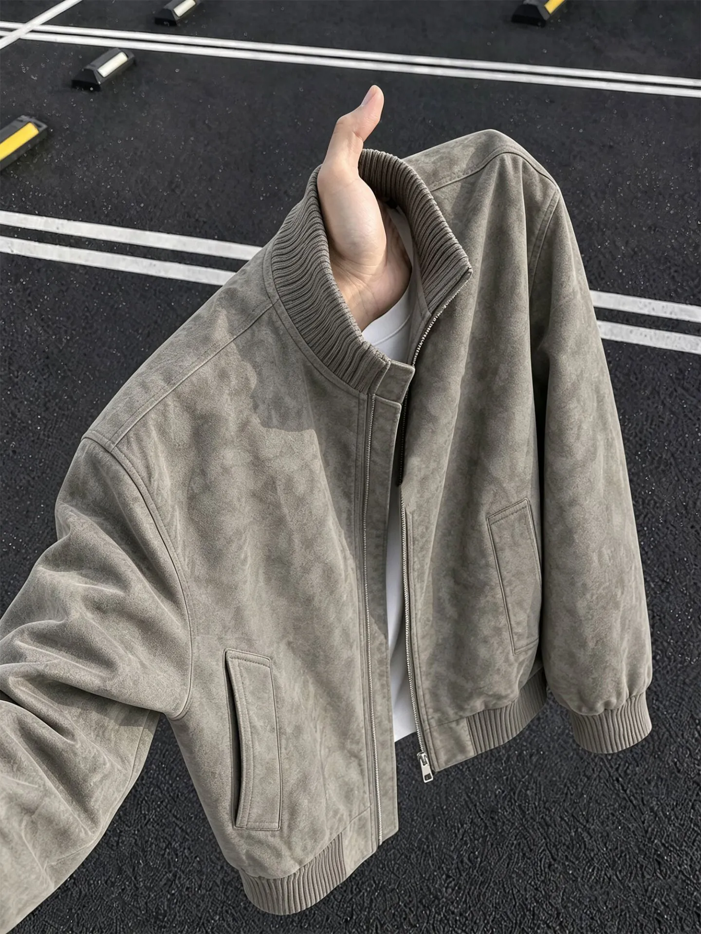 Cleanfit American Deconstructed Patchwork PU Leather Jacket Men's Short Style Motorcycle Clothes Outerwear Brown Trendy Brand
