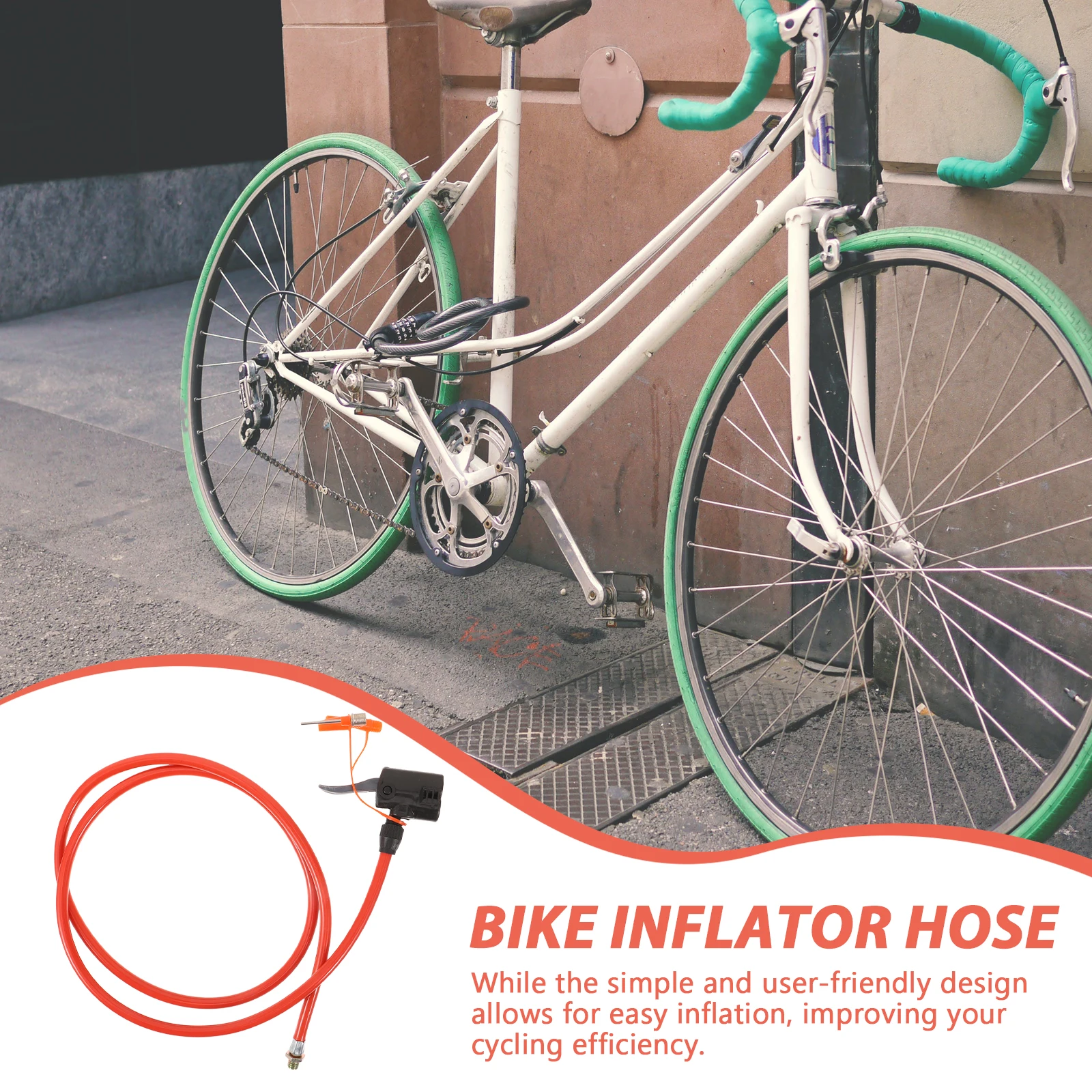

Universal Bike Inflator Hose Antifreeze Reusable Durable Metal Head Valve Adapters Easy Inflation Cycling Efficiency