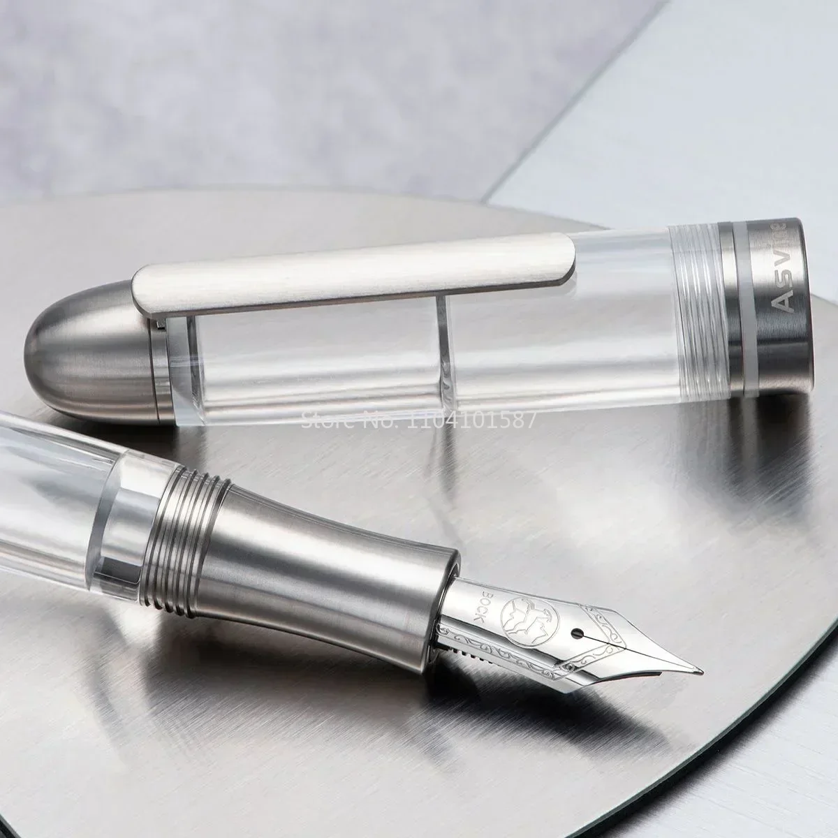 Imagem -02 - Asvine P36 Piston Filling Fountain Pen Nib ef f m Titânio e Acrílico Escrita Suave Caneta Presente Office Business Novo