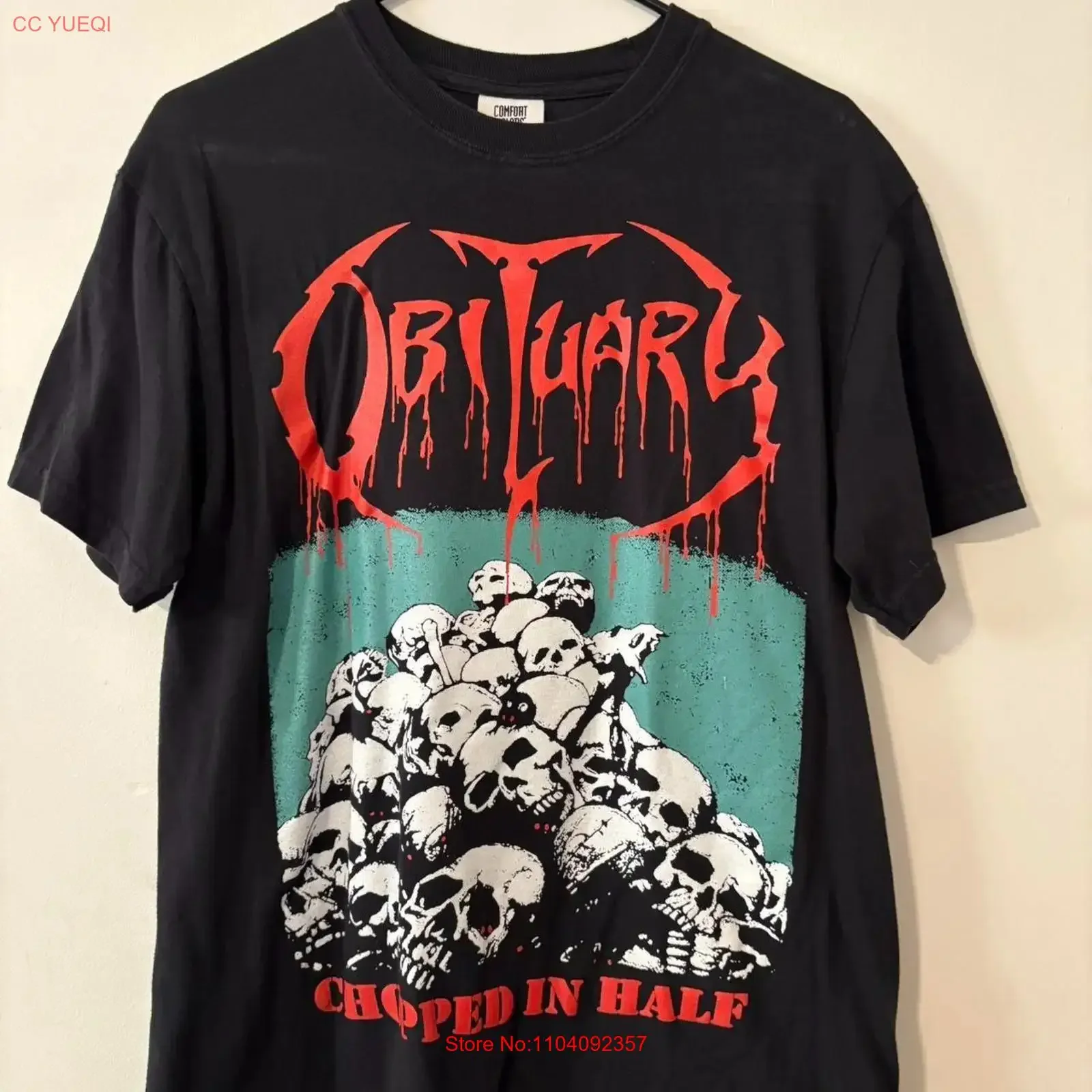 Obituary chopped in half tee shirt reprint VK07815 vintage Washed Stylish streetwear Soft designer clothes Casual graphic