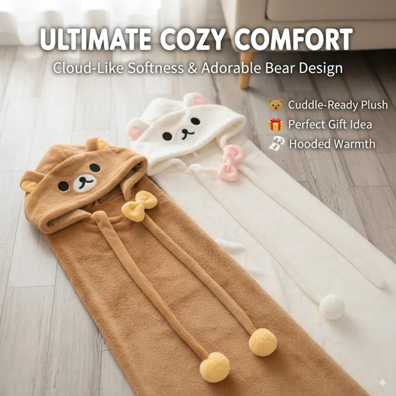 

Rilakkuma Y2K шаль-плащ Лолита мультфильм Kawaii хлопковая одежда одеяло для сна домашнее впитывающее тепло одеяло с кондиционером студенческий плащ