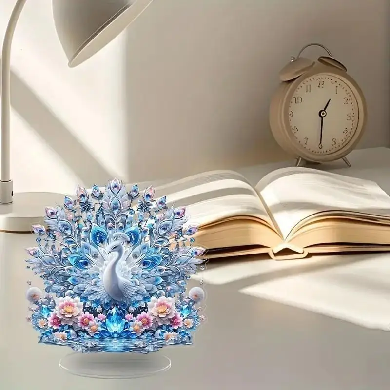 2D Acrylic Flat Cool Figurine Animal Series Peacock Desktop: Ornament Home Living Room Decoration