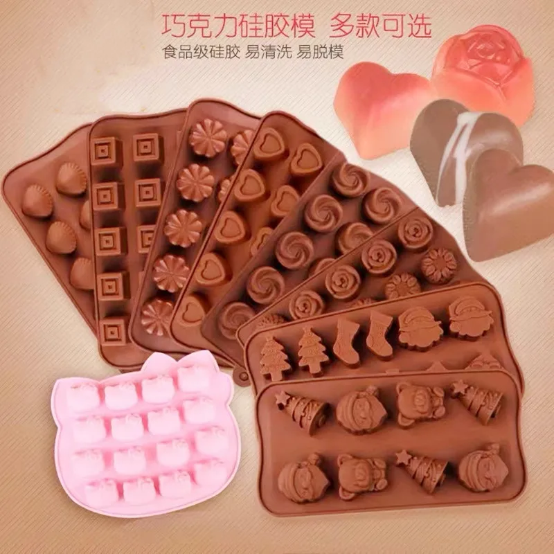 Christmas Silicone Mold Rose Animal Chocolate Mold Jelly Ice Tray Baking Mold Waffle