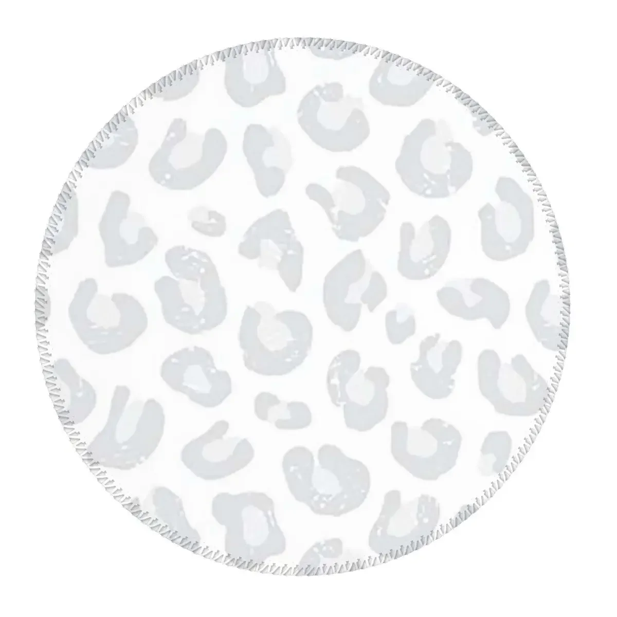 Leopard Print - Silver Gray And White Round Mouse Pad Computer Keyboard Mouse Mat Gaming Laptop Desk Mat Office Table Mats