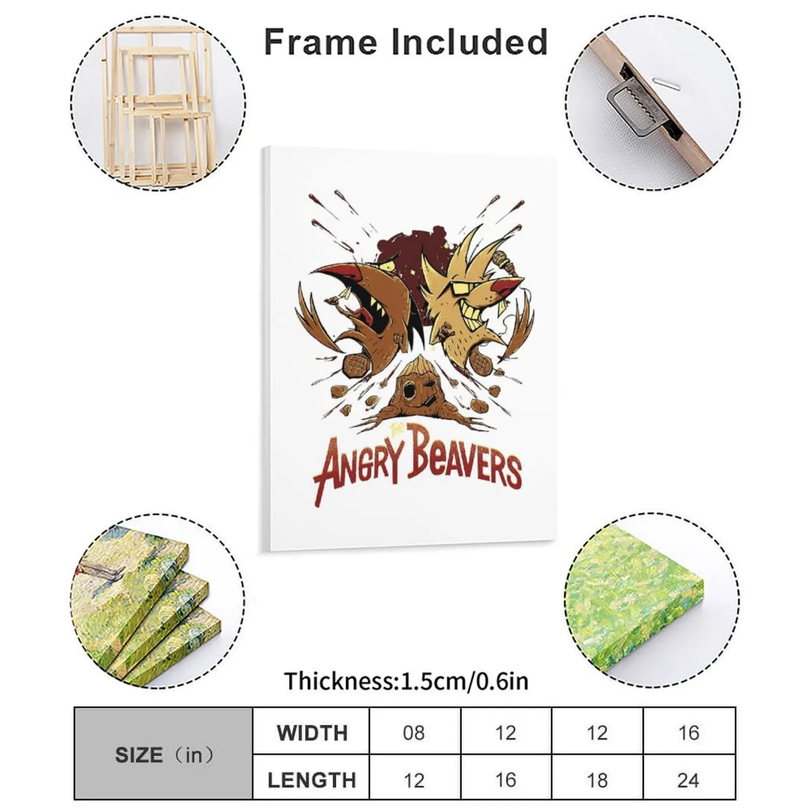 Men Women Angry Cartoon Tv Series Beavers Funny Men Fan Canvas Painting Custom Wall Cave Bar Framed Wall Paintings