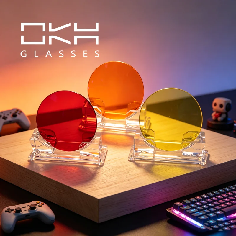 

OKH 65mm Anti Blue Light CR39 Lens Red Orange Sleep Better Anti Fatigue Optical Lens For Computer Gaming Office WorkEyeglasses