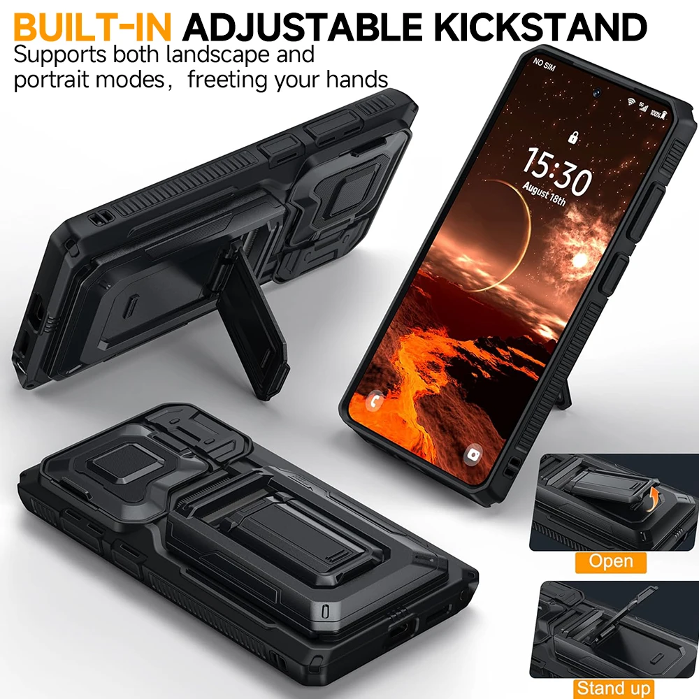 Bracket Phone Case For Samsung S26 Ultra Plus S25 Ultra S24Plus Cover Shell Push Pull Dustproof Lens Protective Shockproof Shell